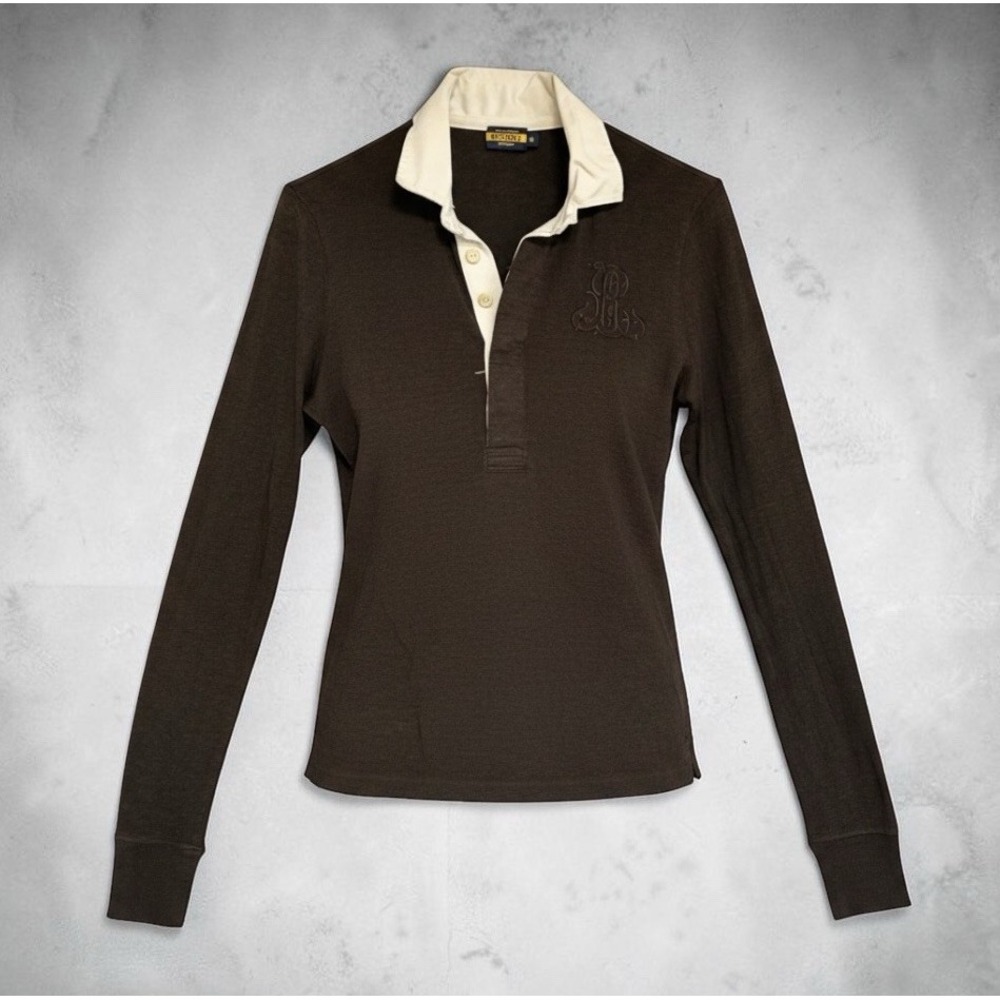 Rugby Ralph Lauren Wool Blend Tonal Monogram Preppy Y2K Shirt Women's M *READ*